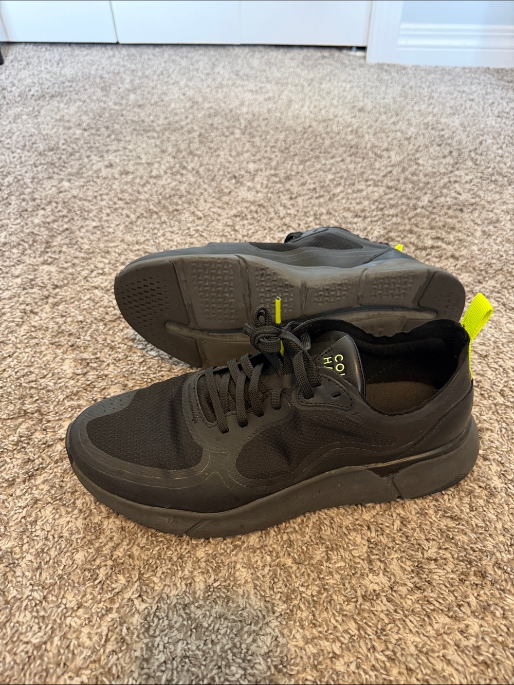 Cole Haan Men's Black Sneakers with Neon Yellow Accents